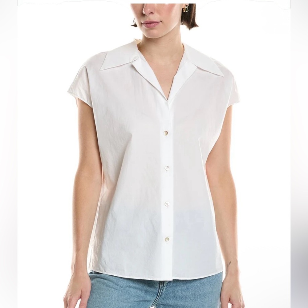 VINCE SHAPED COLLAR CAP SLEEVE BLOUSE Size S Small New with tags $295 - Picture 2 of 10